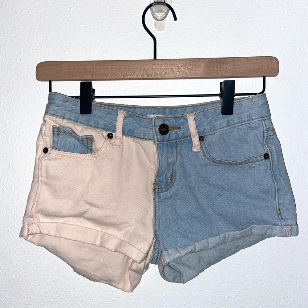 forever 21 patch denim shorts